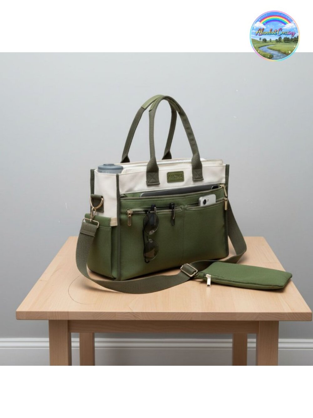 Canvas Tote Bag Set for Women Large Shoulder Handbag Crossbody Laptop Purse
